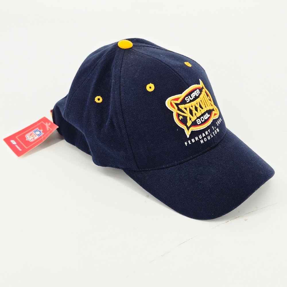 Reebok Super Bowl XXXVIII Houston 2004 NFL Football Hat Navy Strapback Cap NWT